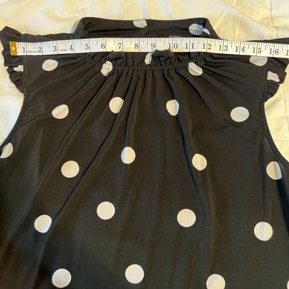 Adrianna Papell Ruffle front fuffle sleeve shirt, size M black with white - Picture 5 of 10